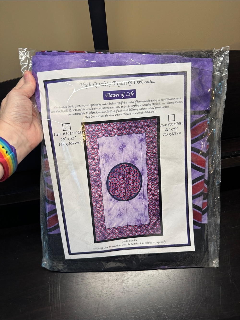 Purple Flower of Life Cotton Tapestry